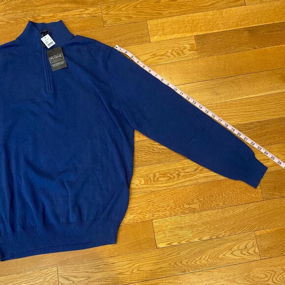 Jos A Bank Traveler Sweater Mens Size XL Pima Cotton Knit Quarter Zip NWT Blue - Picture 2 of 9